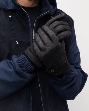 Stefano Ricci Grey cashmere and nubuck combination gloves M5G5300040WSMKTG