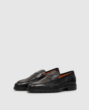 Santoni Black leather loafers MGDG18610NEOGHAS
