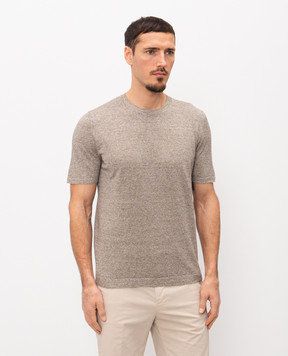 MooRER Jude brown melange linen t-shirt JUDEMAG