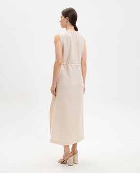 Peserico Beige midi dress with linen S0223905435