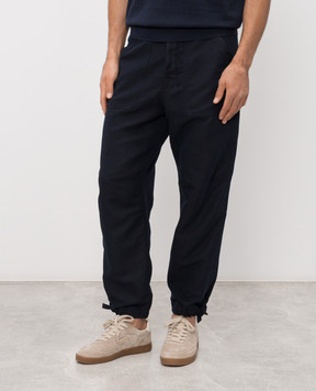 Brunello Cucinelli Blue linen pants MH255S2470