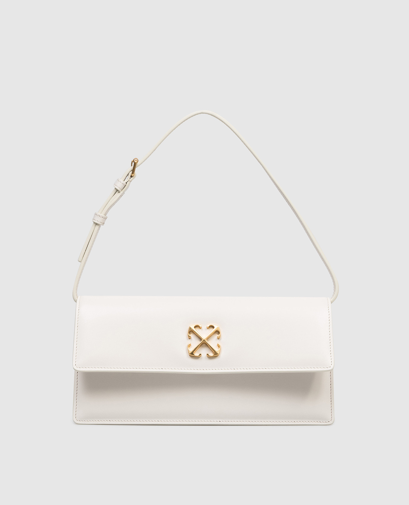 

Jitney 1.0 Ivory Leather Bag with Arrow Emblem Off-White, Beige