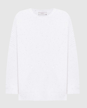 Peserico White sweater with sequins S99149F05B9170
