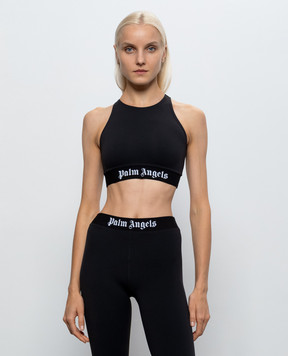 Palm Angels Black top with logo pattern PAWVO001FB001