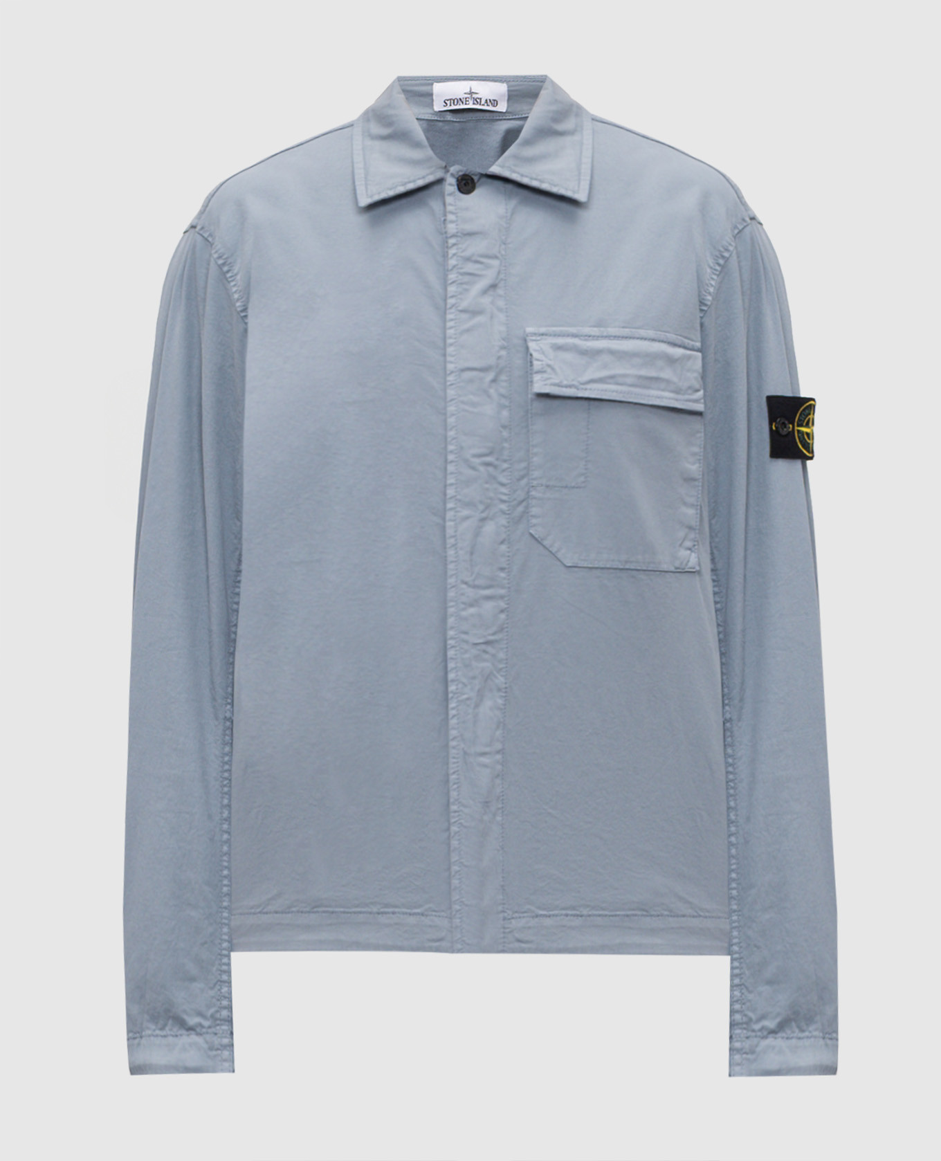 

Blue zip-up shirt with patch Stone Island, Light blue