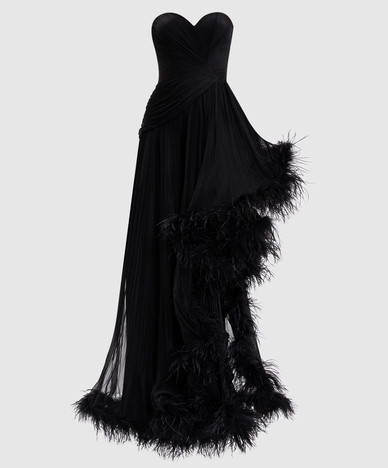 Black bustier dress with a harvester effect