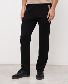 Bertolo Cashmere Black sweatpants with contrast piping 902013002294
