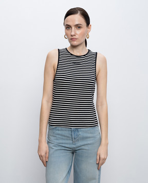 Twinset Black striped top with logo embroidery 261LM2GAA