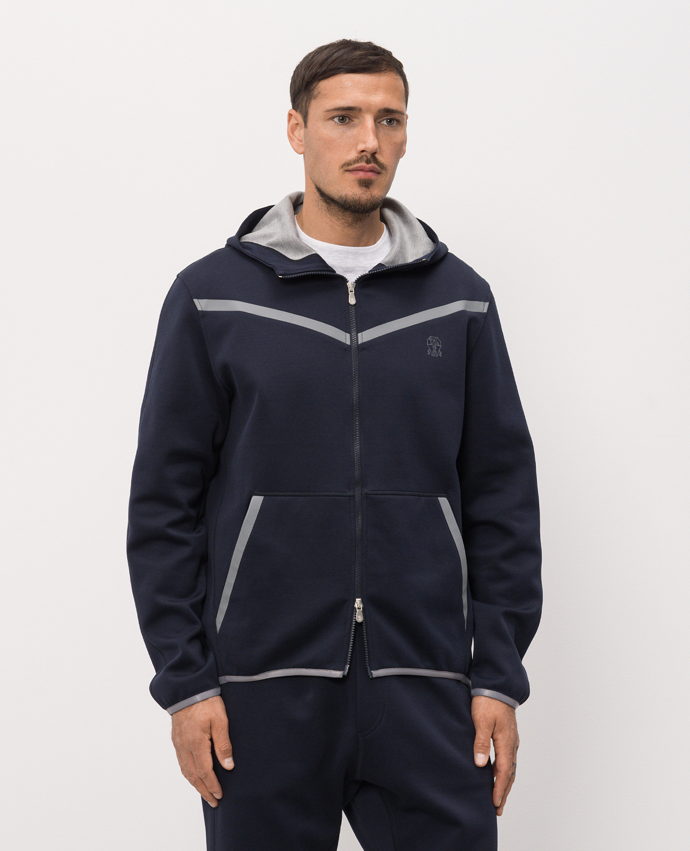 Blue sports jacket with logo print Brunello Cucinelli 3