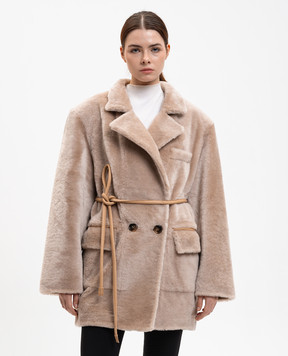 Babe Pay Pls Beige double-breasted sheepskin coat 2526MERINO