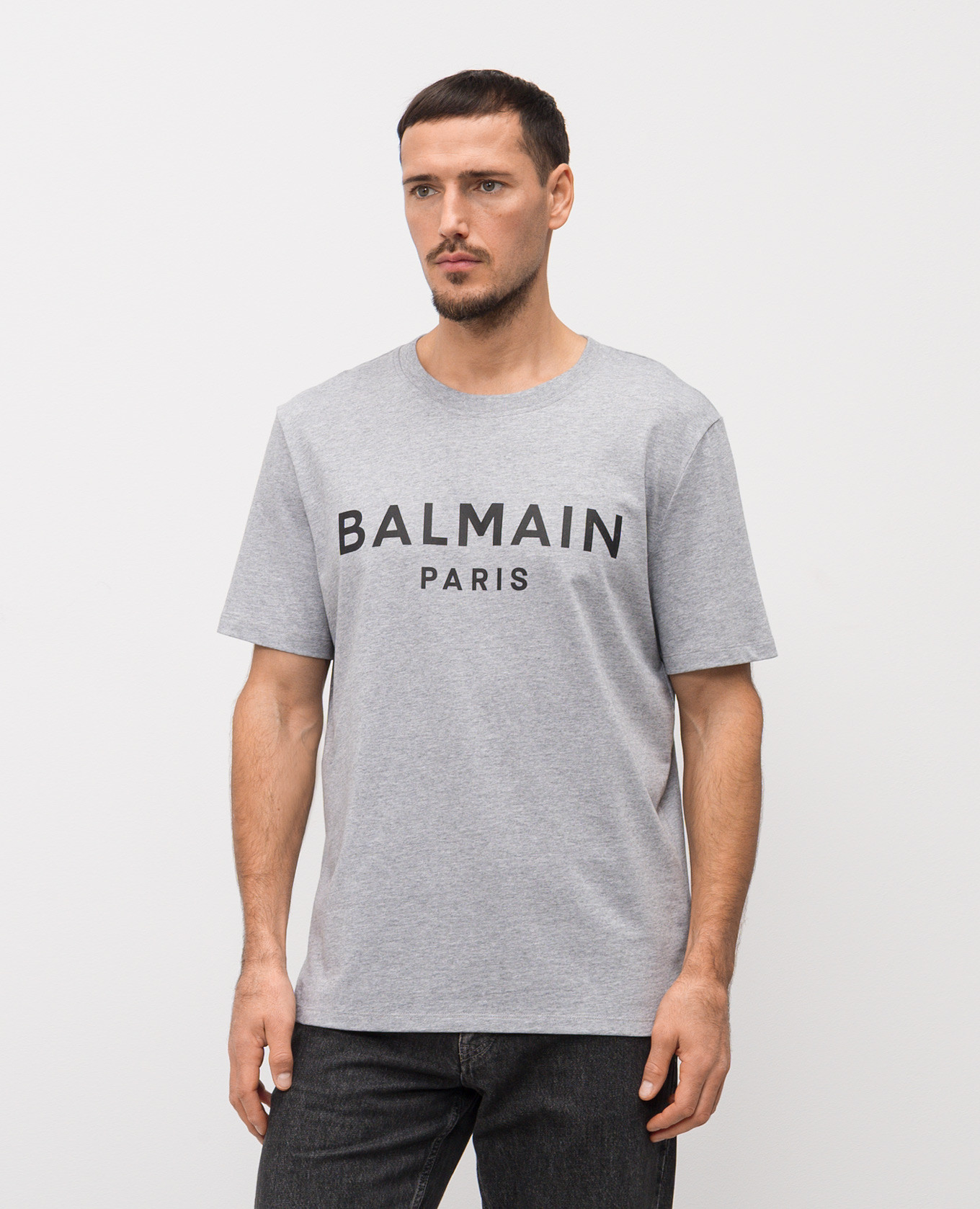 Grey T-shirt with logo Balmain 3