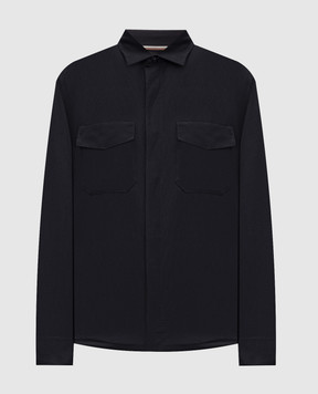 Canali Black shirt with pockets AV0597131021