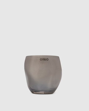 Onno Cape Smoked Grey S candle with Muse scent in a glass candle holder ON508M