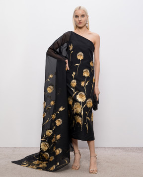 Taller Marmo Steinem black one-shoulder silk dress SS2626