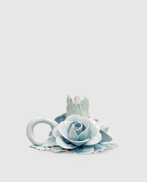 Bitossi Home Blue ceramic candlestick with roses EMP00414