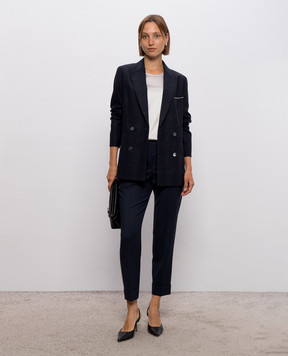 Peserico Blue double-breasted checked wool jacket A0169906548