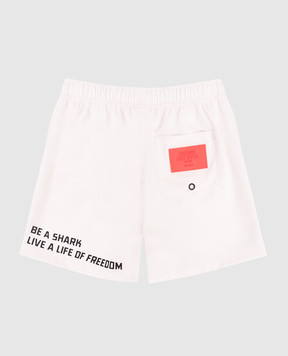 Sprayground Children's beige swim shorts with logo print SPY1475IVO