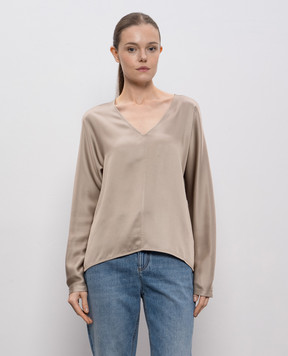 Brunello Cucinelli Beige silk blouse MB179DI702