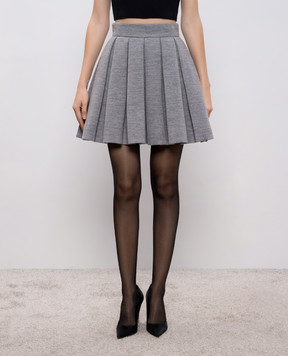 Balmain Grey melange mini skirt with wool FF0LBB09JL17