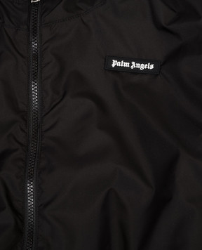 Palm Angels Children's black windbreaker with logo patch PBEB004S26FAB001