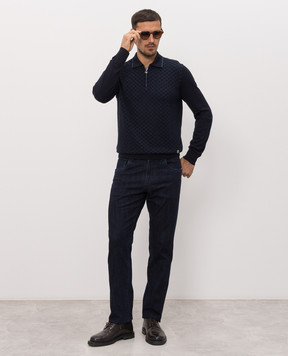 Stefano Ricci Blue cashmere and silk polo shirt K808114P30F26379