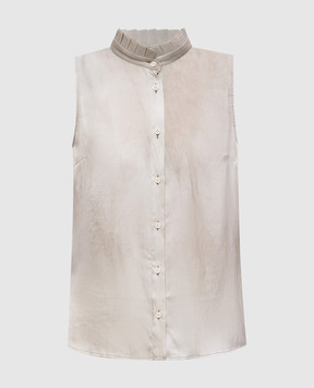 UMA WANG Beige silk sleeveless blouse UW1049