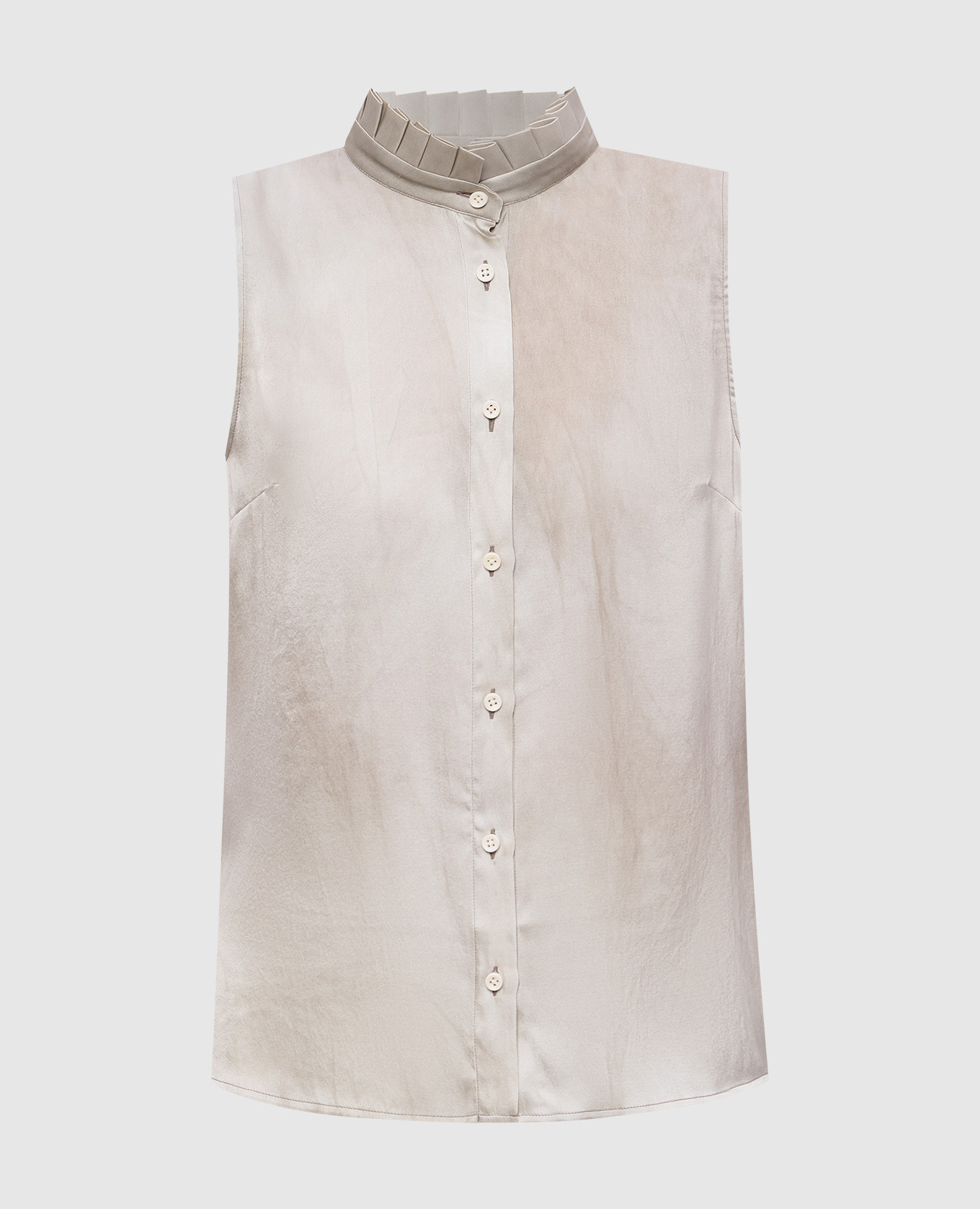 Beige silk sleeveless blouse