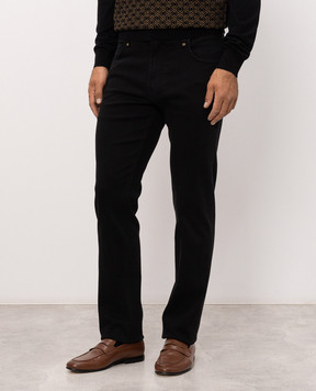 Stefano Ricci Black jeans with logo patch MFT63B1150TR183K