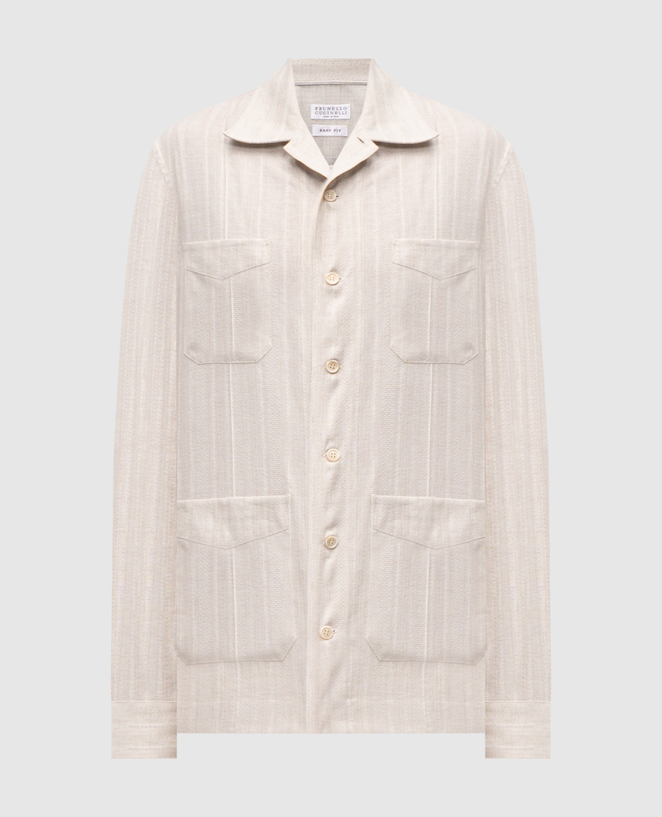 Gray shirt with linen pattern Brunello Cucinelli