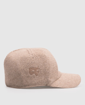 Marco Pescarolo Bufera beige cashmere cap with embroidered emblem BUFERA54M04