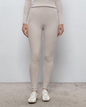 Yves Salomon SKI Ivory ribbed wool and cashmere leggings 25WKP500XXMA6W