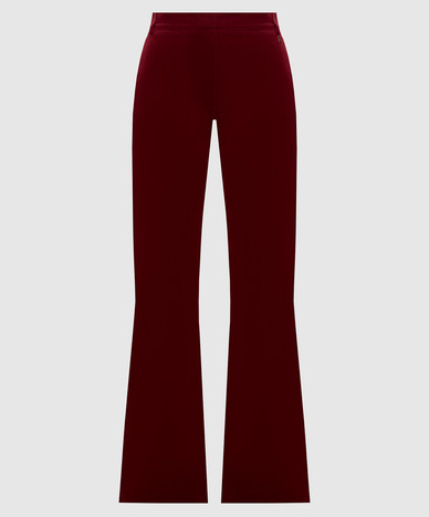 Burgundy velour flared pants