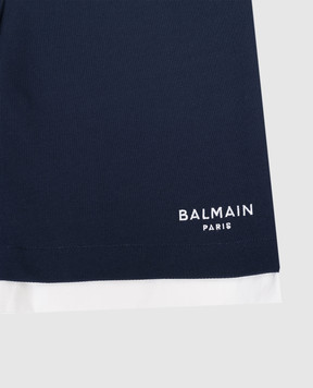 Balmain Children's blue shorts with logo embroidery BY6Q09Z36581214