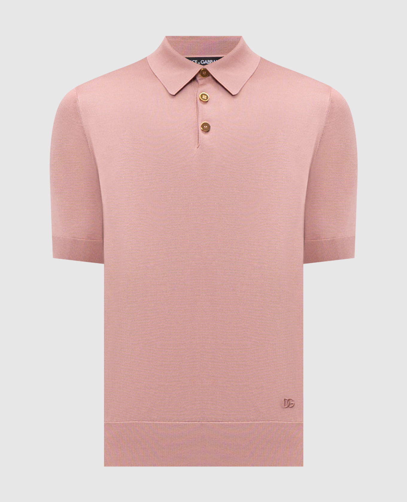 Pink silk polo shirt with DG logo embroidery