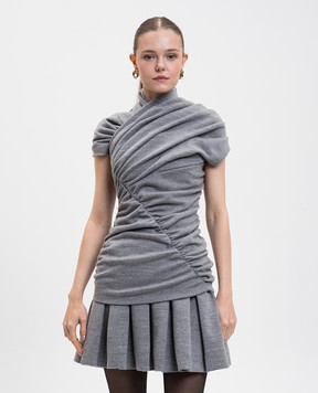 Balmain Grey melange top with wool FF0ALB05JL17