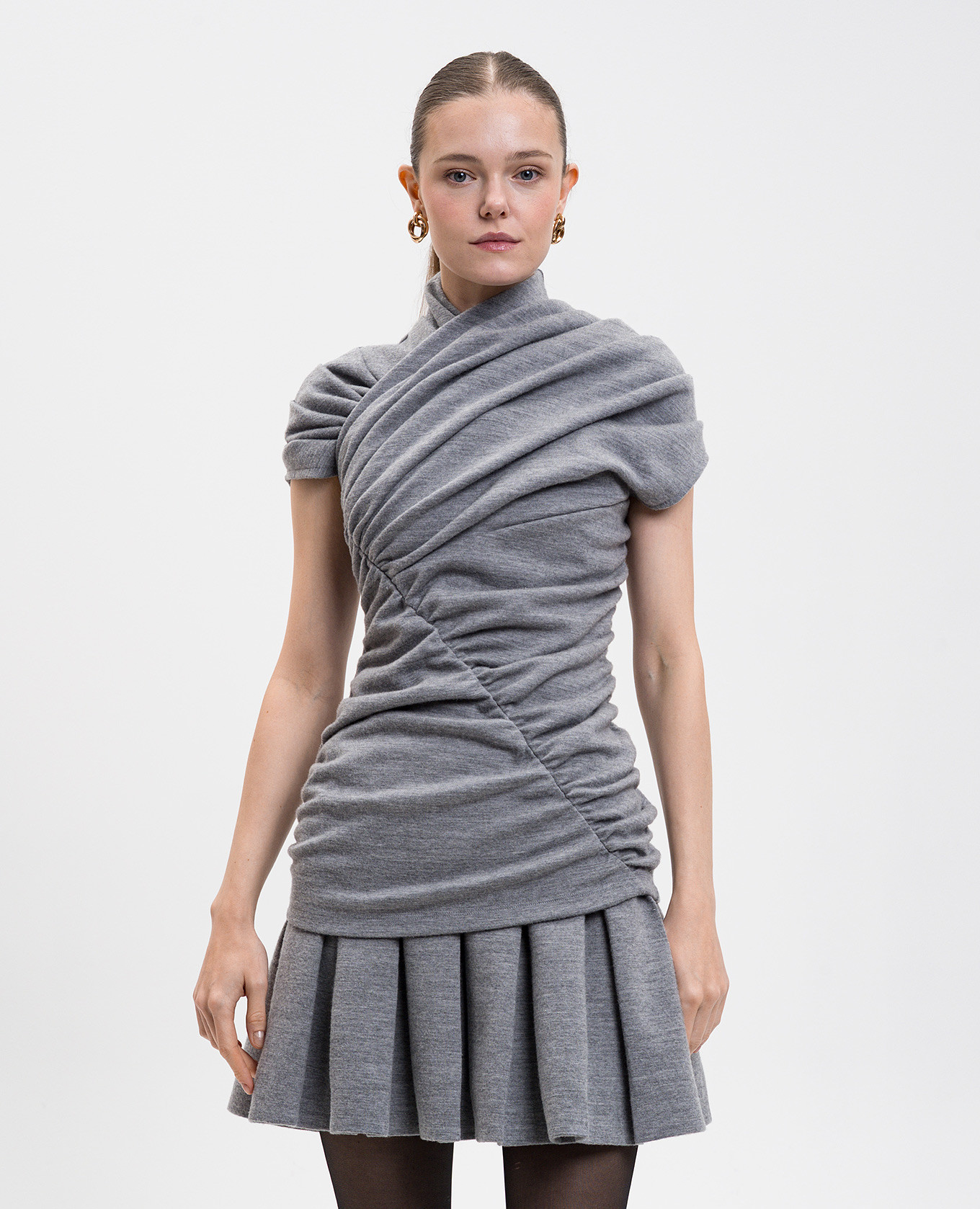 

Grey melange top with wool Balmain