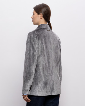 Peserico Gray corduroy jacket with monil chain A0170401597