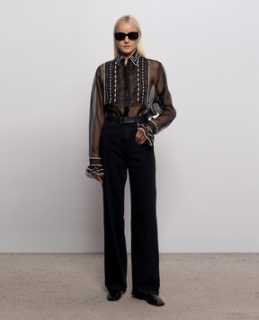 Ermanno Scervino Black silk blouse with embroidery D492K350APORG