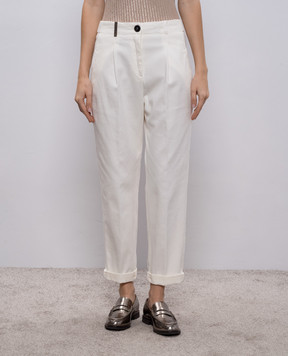Peserico White pants with lapels P04987T302487