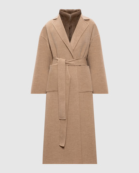 Babe Pay Pls Beige wool and cashmere coat with a smell AMAYUGA