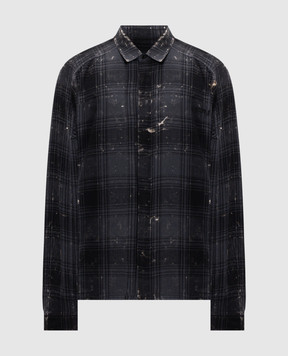 Juun.j Gray checkered shirt with logo embroidery JC6364PC04