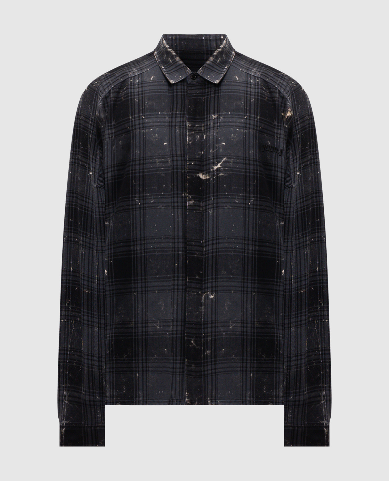 

Gray checkered shirt with logo embroidery Juun.j, Grey