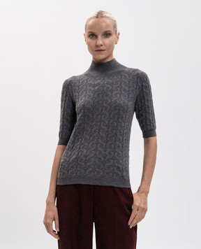 Etro Grey wool sweater with short sleeves WRKE0416AU11Z