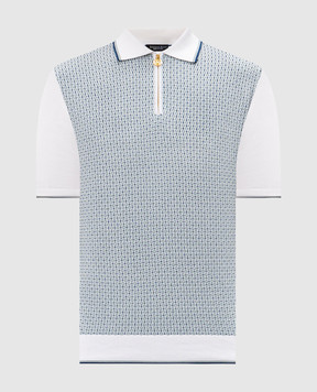 Stefano Ricci White polo shirt with patterned silk K212035P31F26191
