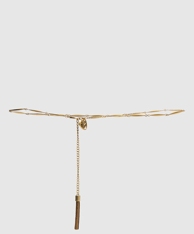 Golden belt with fringe