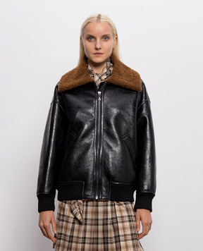 Twinset Black glossy sheepskin-effect jacket 262AP2180
