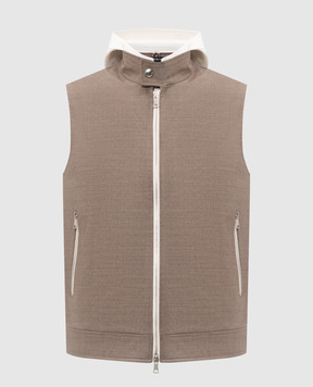 Pini Parma Brown wool vest VESTHOODTAU