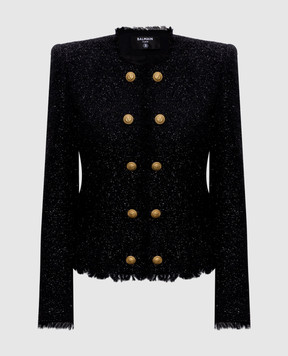 Balmain Black jacket with wool HF1SM620WD65