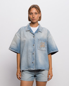 Off-White Blue denim shirt with a worn effect 2FA00585T
