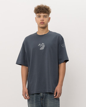 Off-White Blue T-shirt with branded Swimming print 44MAA120F26J004